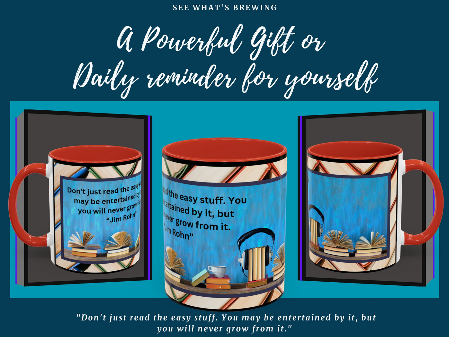 Introducing our exquisite 11 ounce coffee cup, designed for the avid reader and those seeking personal growth.