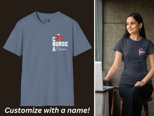 Introducing our custom nurse-themed shirt Designed by Chilli at Care and Wishes Boutique! This classic fit shirt offers both style and comfort, making it the perfect addition to your wardrobe.