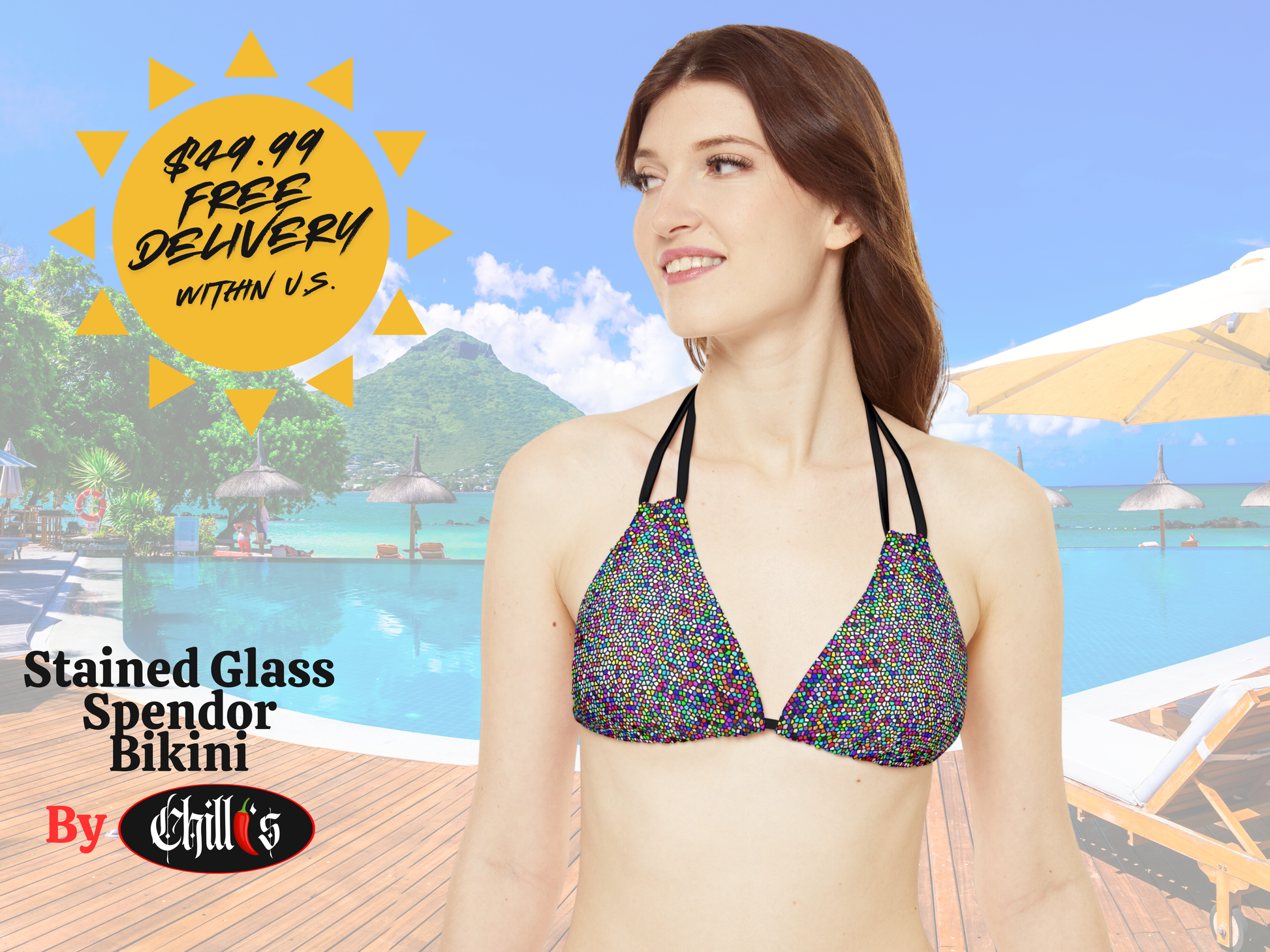 This Bikini top shows the black bikini string.