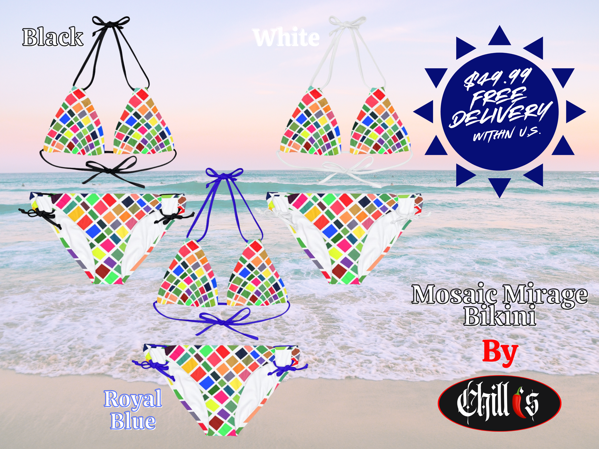  Get ready to make a splash and be the summer hit with our stunning Chilli-designed bikini from Care and Wishes. 