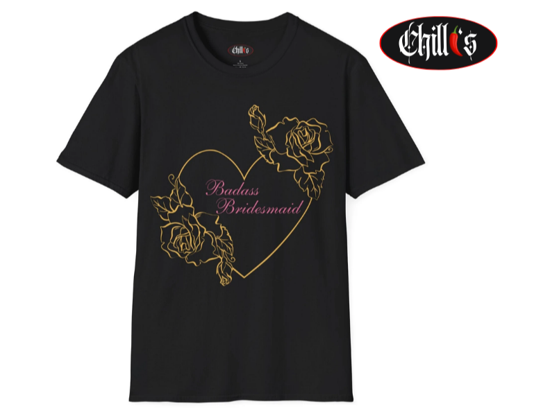 In the center, proudly displayed, is the phrase Badass Bridesmaid  a perfect embodiment to help celebrate the brides fierce spirit and excitement for her upcoming wedding.