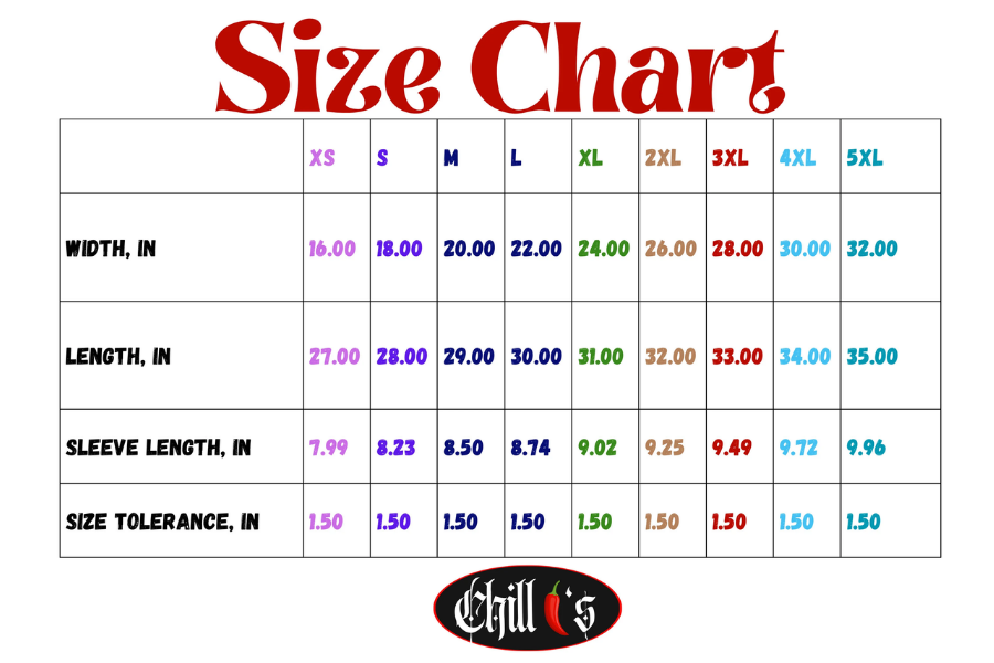  Size Chart