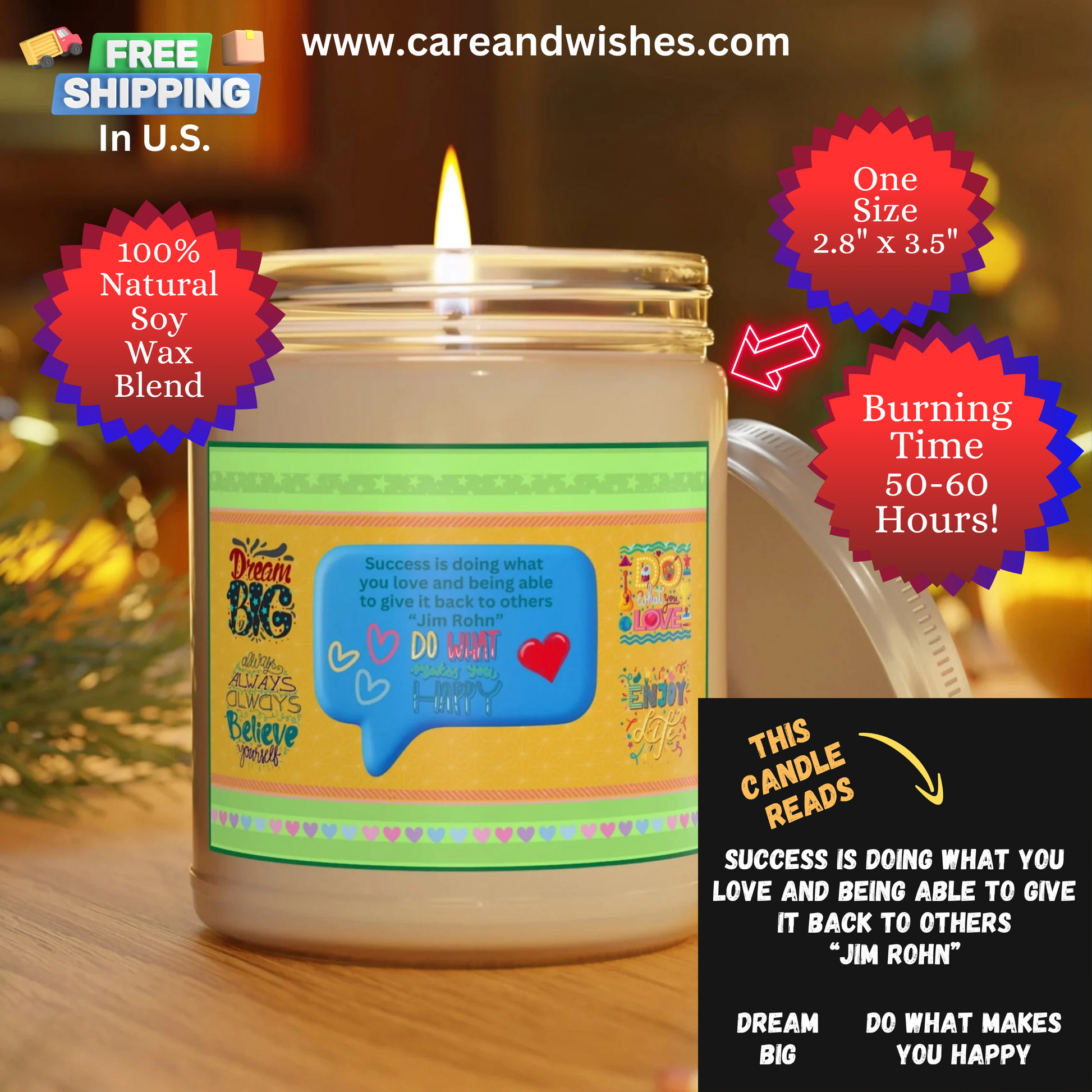 This candle is not only a decorative piece but also a source of inspiration and motivation. With three captivating scent options, you can choose the fragrance that best suits your preferences and mood.