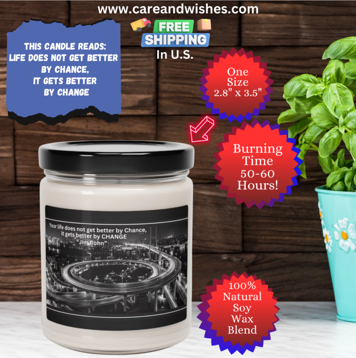 The label of the Transformation Candle features a captivating nighttime picture of a bustling highway, adorned with multiple overpasses and interchanges, symbolizing the intricate pathways of life.