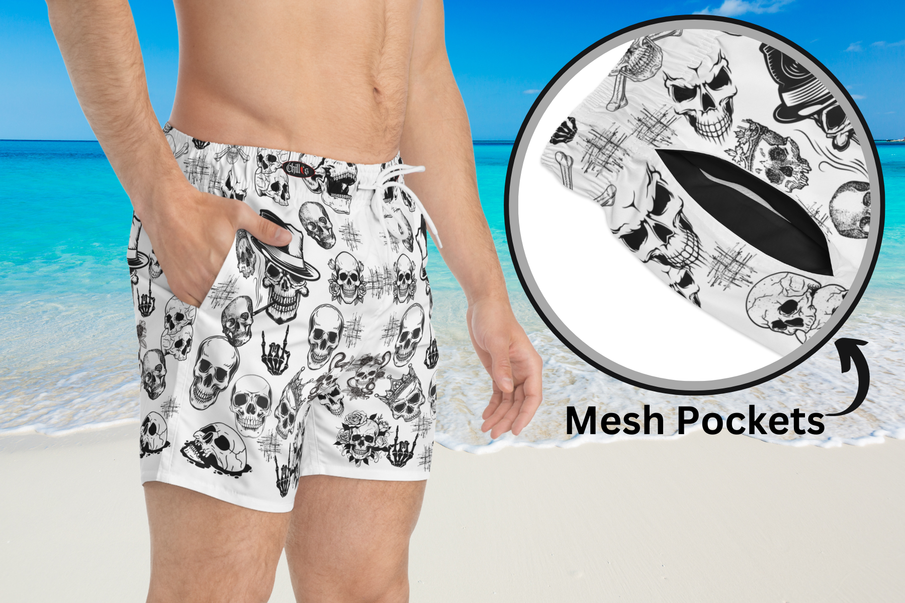 Elevate your swimwear collection with our Gothic Garden Mens Swimsuit, designed exclusively for Care and Wishes Boutique by Chilis.