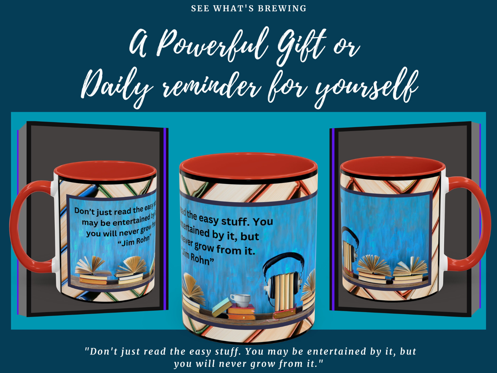 Introducing our exquisite 11 ounce coffee cup, designed for the avid reader and those seeking personal growth.
