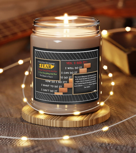 Unlock your potential and conquer your fears with our 9 ounce scented candle.