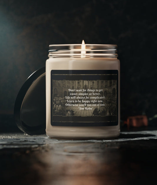Transport yourself to a bygone era of elegance and inspiration with our 9 ounce scented soy candle.